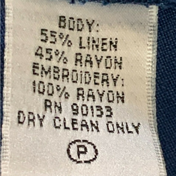 VTG Bob Mackie Wearable Art M Linen Blend Twinset Embroidery Cutouts Blue #235H - Picture 8 of 8